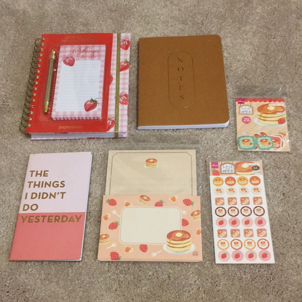 Strawberry & Pancake Themed Notebooks and Stickers